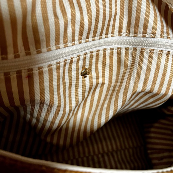 Kate Spade ♠️ white leather and burlap shoulder bag - Picture 5 of 16